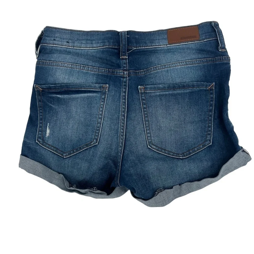 Express Shortie High Rise Distressed Cuffed Hem Jean Shorts Size 2 Women’s